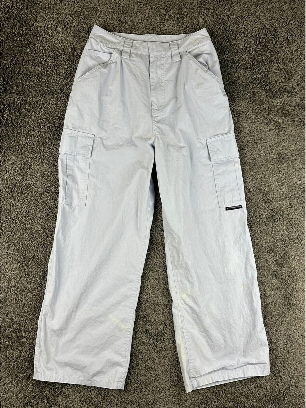 Alexander Wang Womens M High-Waisted Cotton Cargo Pants Light Blue